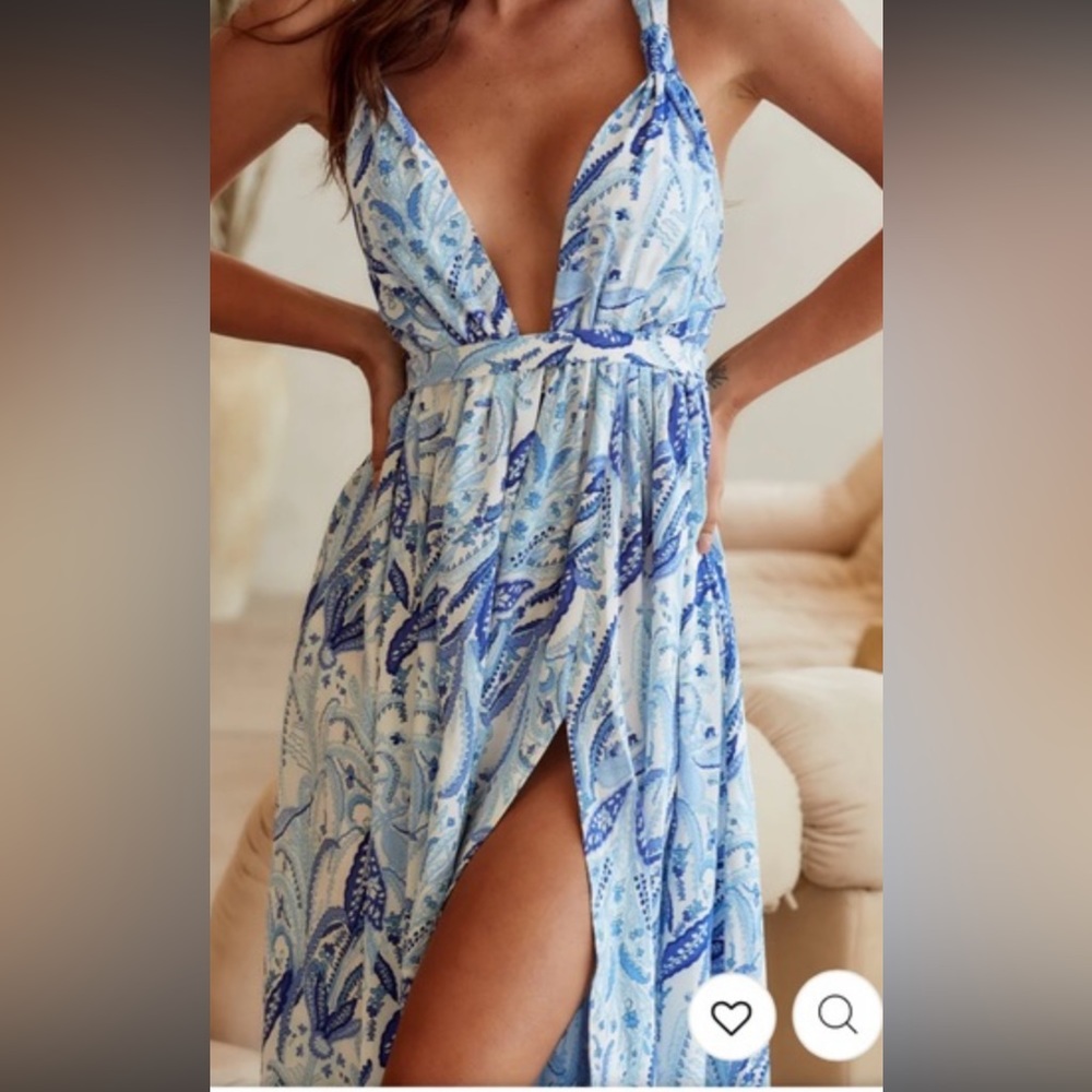 12 tribe blue paisley dress